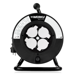 Enrollacables profesional Werku IP44 4 tomas